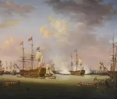 The review of the british fleet at spithead by king george iii by Richard Paton, Oil on canvas, sold Feb 2025