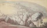A house in a river landscape by Thomas Rowlandson, Watercolour, offered Feb 2025