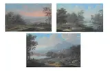 A group of three landscapes with travellers by Louis-Nicolas Van Blarenberghe, watercolor, sold Feb 2025