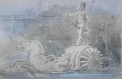 The fountain of neptune by David Roberts, Watercolour over pencil, sold Feb 2025