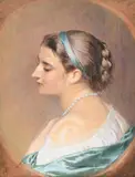 Girl with pearls by Edward Tayler, Watercolour, sold Feb 2025