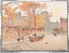 Bristol close by Albert Goodwin, Watercolour and bodycolour laid down on tinted paper with a decorative border, sold Feb 2025