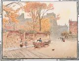 Bristol close by Albert Goodwin, Watercolour and bodycolour laid down on tinted paper with a decorative border, sold Feb 2025