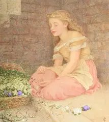 'a blink o'rests a sweet enjoyment' from burns' poem by Constance Phillott, Watercolour heightened with bodycolour, sold Feb 2025