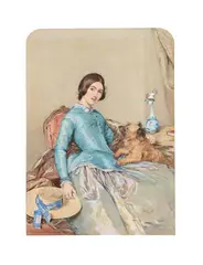 Portrait of jane, countess of aylesford by Octavius Oakley, Watercolour heightened with bodycolour, sold Feb 2025