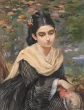 In that sweet mood by Alice Elfrida Manly, Watercolour heightened with bodycolour, sold Feb 2025