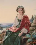 Italian beauty by John Simmons, Watercolour with bodycolour and ink, sold Feb 2025