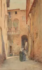 The house of saint catherine of siena by Walter Tyndale, Watercolour, offered Feb 2025
