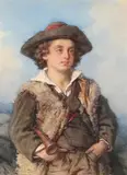 The shepherd boy by Guido Bach, Watercolour heightened with bodycolour, sold Feb 2025