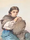 Tambourine girl by Guido Bach, Watercolour, sold Feb 2025