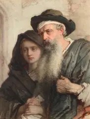 Youth and age by Guido Bach, Watercolour heightened with bodycolour, sold Feb 2025