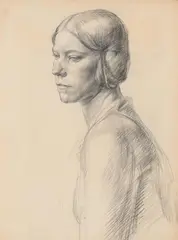 Head and shoulder study of a lady by James Stroudley, watercolor, sold Feb 2025