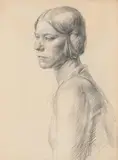 Head and shoulder study of a lady by James Stroudley, watercolor, sold Feb 2025