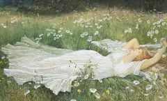 Summer by Walter Crane, Watercolour and bodycolour laid to canvas, sold Feb 2025