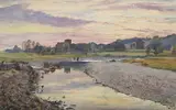 Lanercost priory at sunset by George Howard, 9th Earl of Carlisle, Watercolour and white heightening, sold Feb 2025