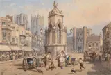 Market day, wells, somerset by Myles Birket Foster, Watercolour and pencil with white heightening, sold Feb 2025