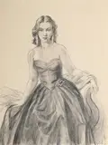 Sketch of enriqueta en traje negro by George Owen Wynne Apperley, Charcoal, offered Feb 2025