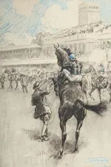 Within the law by Lionel Edwards, Charcoal and pastel, sold Feb 2025