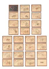 The hunting alphabet by Henry Frederick Lucas Lucas, Pencil, pen and brown ink, heightened with bodycolour, sold Feb 2025