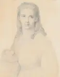 Portrait of a woman, possibily matilda booth by Frederic Shields, Pencil, offered Feb 2025