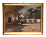 Boy with a lamb by G. Piccini, Oil on canvas, offered Feb 2025