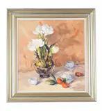 Still life with amaryllis by Helen Turner, Oil on canvas, sold Feb 2025