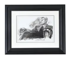 Seated gentleman by Gabe Leonard, Chalk, sold Feb 2025