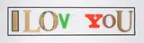 I Love You by Peter Blake, Screenprint in colours with white diamond dust, sold Feb 2025