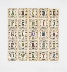 Appropriated Alphabets 11 by Peter Blake, Screenprint in colours, sold Feb 2025