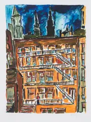 Cityscape by Bob Dylan, print, sold Feb 2025