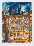 Cityscape by Bob Dylan, print, sold Feb 2025