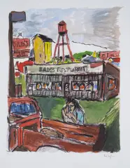 Dad's Restaurant by Bob Dylan, Etching wove paper, with full margins, sheet, sold Feb 2025