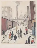 Street Scene by L. S. Lowry, Lithograph printed in colours, circa, sold Feb 2025