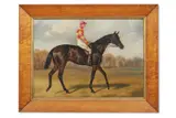 Portrait of the racehorse 'ladas' with jockey up by Alfred Wheeler, Oil on canvas, sold Jan 2025