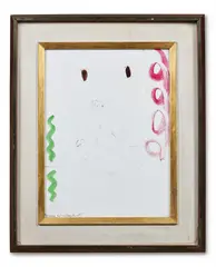 Walking doll by Gloria Vanderbilt, Mixed media on paper, sold Jan 2025