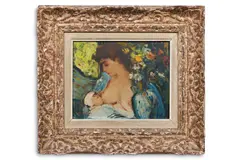 Mere et enfant by François Gall, Oil on board, sold Jan 2025