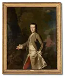 Portrait of master thomas legh holding a tricorn hat by Thomas Hudson, Oil on canvas, sold Jan 2025