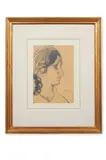 The head of a gypsy girl, terka by Augustus John, Pencil, sold Jan 2025