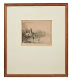Fording a river (le gue) by Alphonse Legros, Etching with drypoint, signed in pencil, on laid paper, with margins, sold Jan 2025