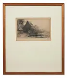 Wheelwright's home (la maison du charron) by Alphonse Legros, Etching with drypoint, signed in pencil, on laid paper, with margins, sold Jan 2025