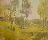 Landscape by Arthur Spooner, oil on board, offered Aug 2025
