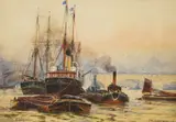 Sunset, London Bridge by Frederick William Scarborough, watercolour, sold Aug 2025