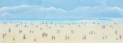 Figures on the beach by Judy Joel, gouache, sold Aug 2025