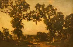 Rural landscape by John William Schofield, oil on canvas, sold Aug 2025