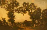 Rural landscape by John William Schofield, oil on canvas, sold Aug 2025