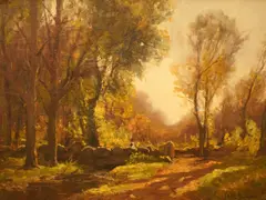 Autumn Lamorna by John Noble Barlow, oil on canvas, sold Aug 2025