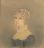 Portrait miniature of Louisa Parke by Adam Buck, 1824, ink, sold Aug 2025