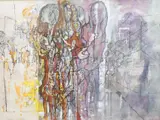 Untitled abstract composition by Leslie Hurry, mixed media, sold Jul 2025