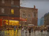 Rainy Streets by James Brereton, oil on canvas, sold Jul 2025