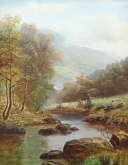 On The Dove, Dovedale, Derbyshire by William Mellor, oil on canvas, sold Jul 2025